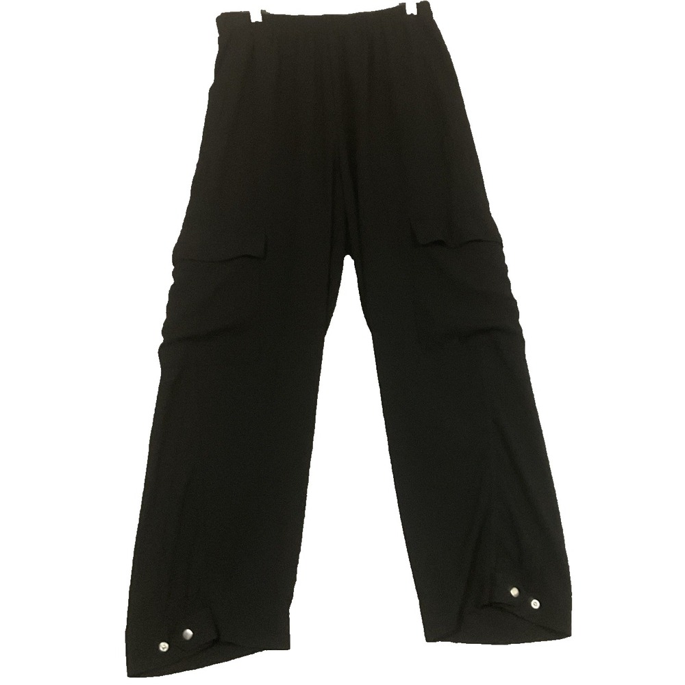 Modern Works Adjustable Leg Elastic Waist Career Pants Womens Sz S Black Flowy